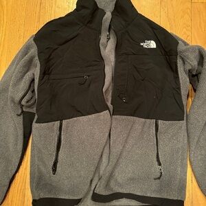 The North Face Polartec Denali Fleece Zip Up Jacket Gray Black Men Size L